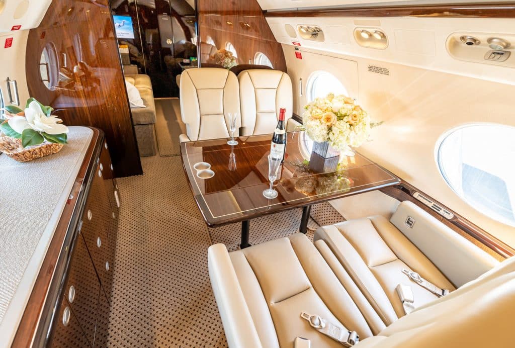 luxury private aircraft cabin